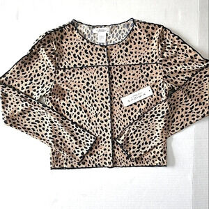 Sheer Leopard Print Long Sleeve Crop Top